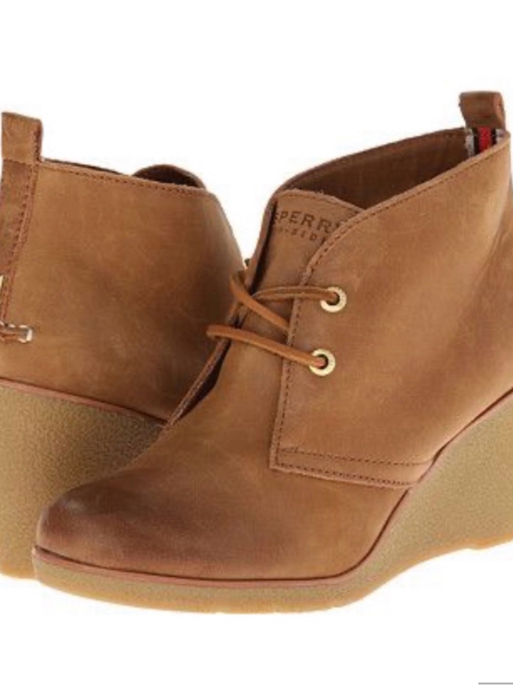 Sperry Topsider Harlow Wedge Boot Cognac Size 7.5
